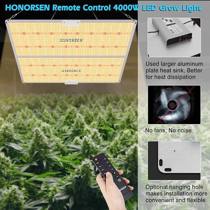 4000W LED Grow Light Full Spectrum 5x5ft Coverage Remote Control Dimmable Grow Lamps with Timer Plant Light for Hydroponic Indoor Plants Veg and Flower (1276Pcs LEDs)