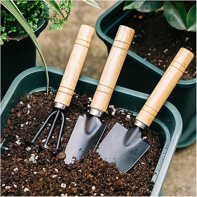 3pcs Garden Tool Set - Succulent Plant Shovel Rake and Shovel for Loose Soil and Flower Gardening