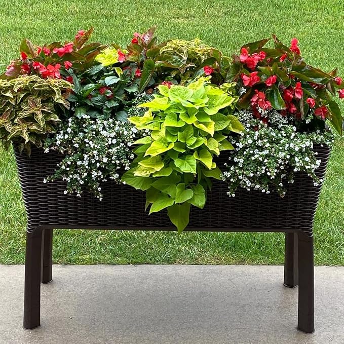 31.7 Gallon Elevated Resin Garden Bed with Self-Watering - Brown