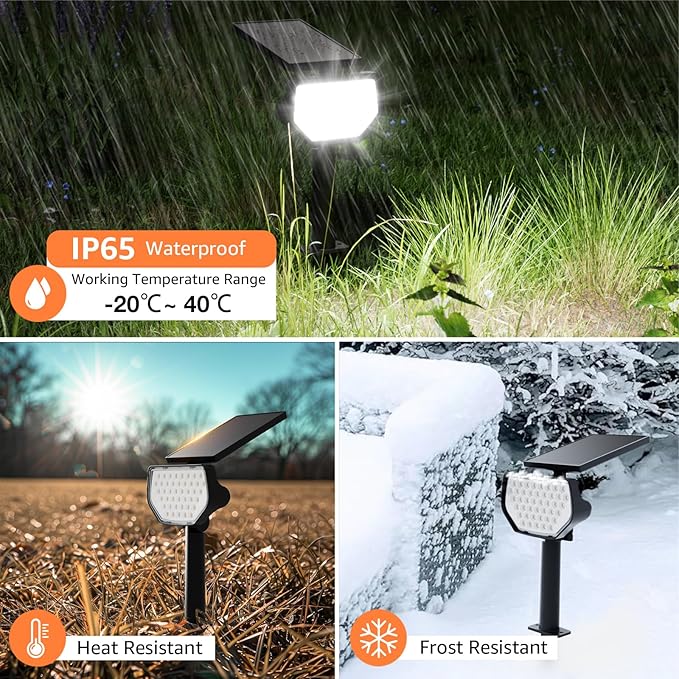 Lepro Solar Decorative Spot Lights 4 Pack Cool White Modern Accent Lights for Garden &amp Landscape IP65 Waterproof Adjustable Spotlight for Architecture Pathways Contemporary Decor