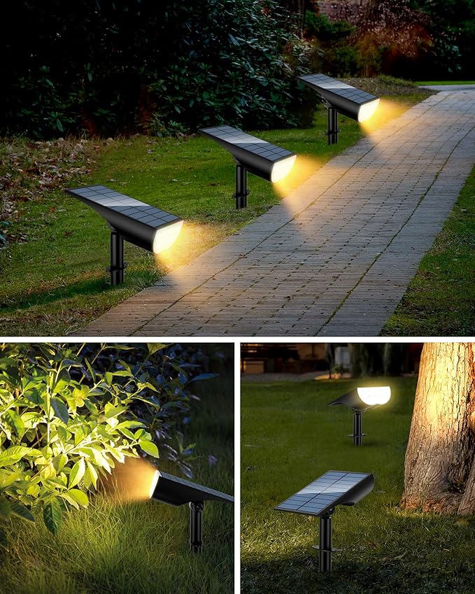 Solar Spot Lights Outdoor Solar Lights Outdoor Waterproof IP65 3 Brightness Modes Dusk to Dawn Landscape Spotlights for Yard Garden Pathway Tree Decoration Warm White 5 Pack