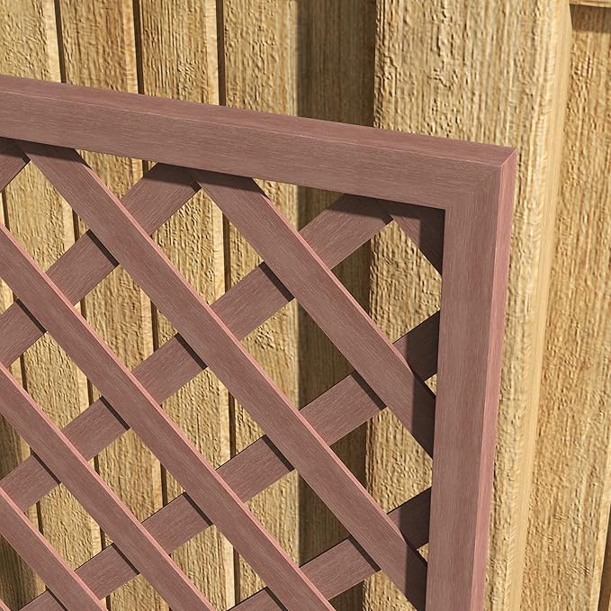 Raised Garden Bed with Trellis Lattice Wood Planter Box with Self Draining Gap Freestanding Trellis Planter for Climbing Plants Vines Flowers 29.5 x 13.25 x 53.25 Light Brown