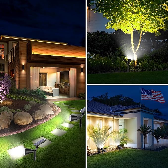 Solar Lights Outdoor Waterproof 36 LEDs Adjustable Solar Spot Lights Outdoor 2-in-1 Solar Powered Spotlight Landscape Lighting for Tree Garden Yard Pathway- 3 Pack (Cool White)