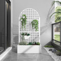 Casaphoria Metal Raised Garden Bed with Trellis and Wheels 72x35x16 Arched Planter Box for Climbing Plants Vegetables &amp Vines Features Drainage Holes and Privacy Screen White-Grid