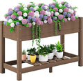 SERWALL Raised Garden Bed with Legs 43×17×30 Large HDPE Elevated Planter Box for Vegetables Flower Herb Patio All Weather Use- Brown