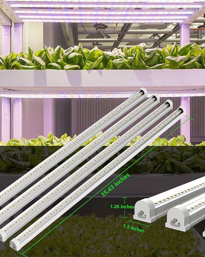 LED Grow Lights 12W Plant Full Spectrum Light 2.95FT Integrated FixtureT8 Light Tube 4-Pack