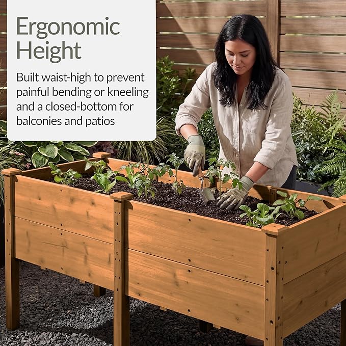 Best Choice Products 72 x 24 x 30 Raised Garden Bed with Extra Deep 16 Depth Elevated Wood Planter Box Stand for Backyard Patio Balcony Natural Fir Wood - Acorn Brown