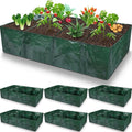 Woanger 6 Pcs 35 Gallon Plastic Raised Garden Bed 8 Divided Grids Planter Box with Drainage Holes PE Fabric Rectangle Raised Planting Bed for Vegetables Fruits Flowers Potato Outdoor Gardening
