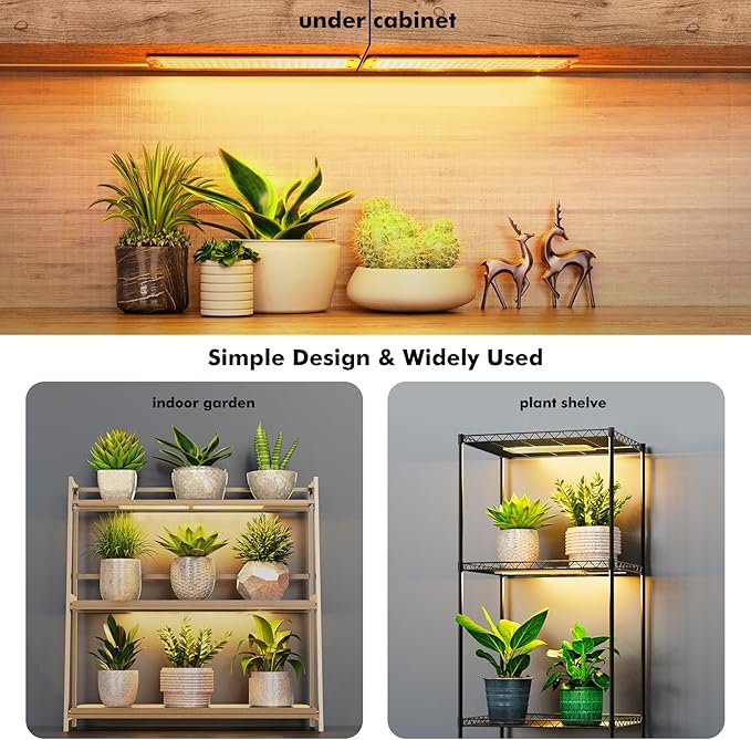 Grow Light Full Spectrum Grow Lights for Under Cabinet Plant Grow Lamp with 3/9/12H Auto On/Off Timer for Hydroponics Seedlings Succulents Veg Flowers Succulents &amp More 2-Pack ﻿