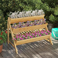 3-Tier Raised Garden Bed Elevated Gardening Bed w/2 Side Hooks Storage Shelf Bed Liner Garden Planter for Flowers Vegetables Herbs Pine Wood Planter Box for Patio Balcony Porch