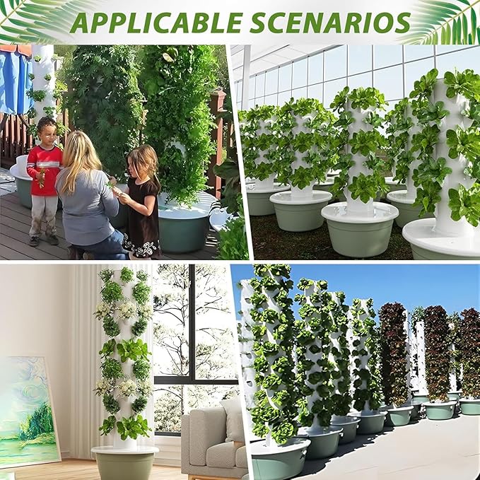Hydroponics Growing System with LED Lights 5/7/9 Layers Indoor Vertical Hydroponics Tower Hydroponic Growing Kit with Automatic Water Circulation for Fruit and Vegetables 7Layer
