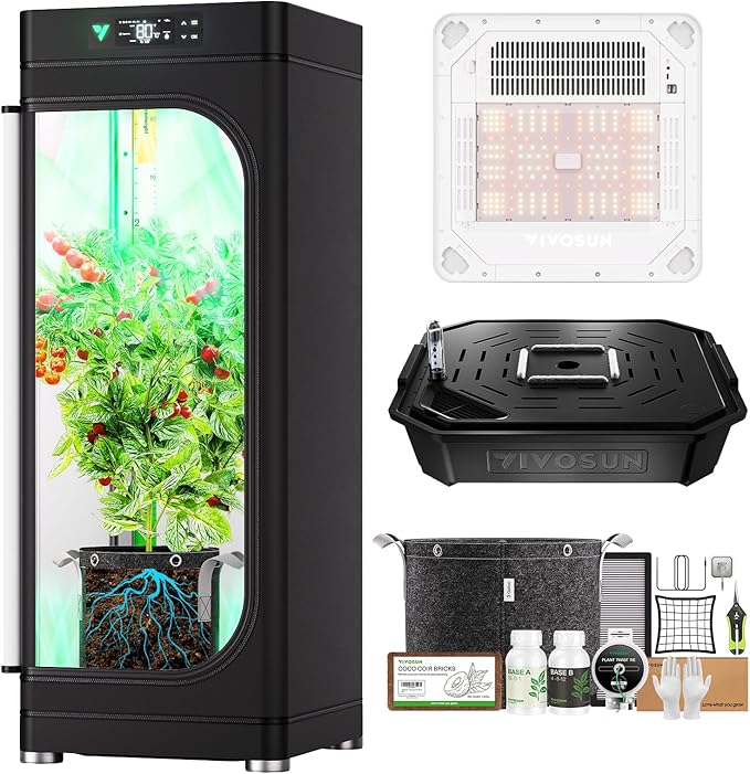 VGrow All-in-One Smart Grow Box Professional System with Samsung LM301H EVO Grow Light Advanced Circulation &amp Ventilation System Irrigation Nutrient Magnetic Window for Indoor Hydroponics