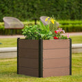 GAOMON Elevated Wood-Look Raised Garden Bed – Durable Composite Planter Box – Space-Saving Easy Assembly Open Bottom – Perfect for Outdoor Vegetable Herb and Flower Gardening
