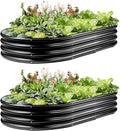 2 Pack Raised Garden Bed Kits 4×2×1 FT Black Oval Galvanized Outdoor Planter Beds Easy Assembly Metal Raised Bed for Vegetables Flowers &amp Herbs