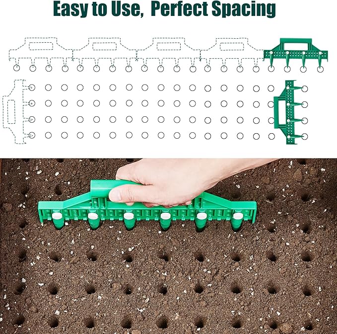 Seed Dibber Multifunctional Seed Spacer Tool Seed-in Soil Digger Garden Spacer aid for Planting Seeds Laying Out ideally Spaced Rows (Green)