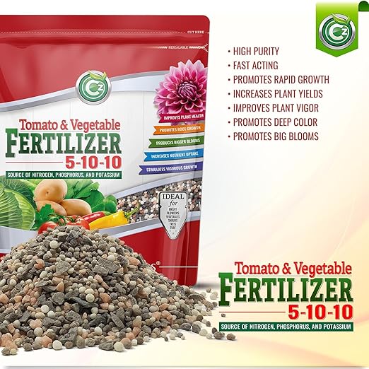 5-10-10 Tomato &amp Vegetable Fertilizer - Made in USA - NPK + Micronutrients Plant Food for Flower Gardens - (Cz Garden Organics All Purpose Fertilizer 8LB)