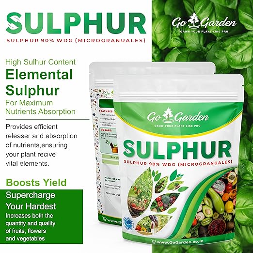 Go Garden Sulphur 90% WG Micronutrient Fertilizer 900G - Enhances Yield Quality &amp Quantity Ideal for Fruits Flowers Vegetables Efficient Sulphur Release Plant Growth Booster