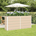 Outdoor Metal Raised Garden Bed Steel Planter Box for Gardening Vegetables Fruits Flowers Easy Assembly 62.99 x 15.75 x 29.53 in Ivory-751