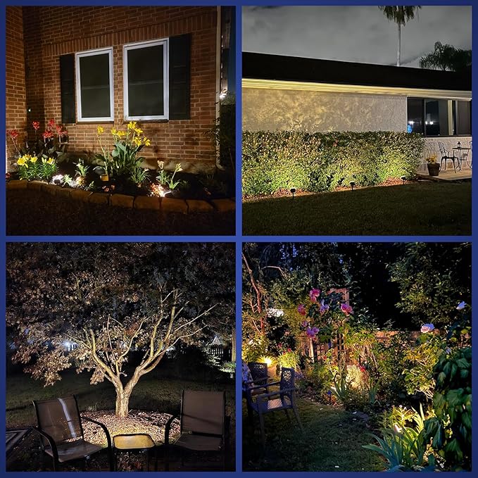 NYMPHY Solar Lights Outdoor Waterproof IP68 56 LED 3 Lighting Modes Solar Powered Garden Yard Spot Solar Lights for Christmas Outside Landscape- 6 Pack (Warm White)