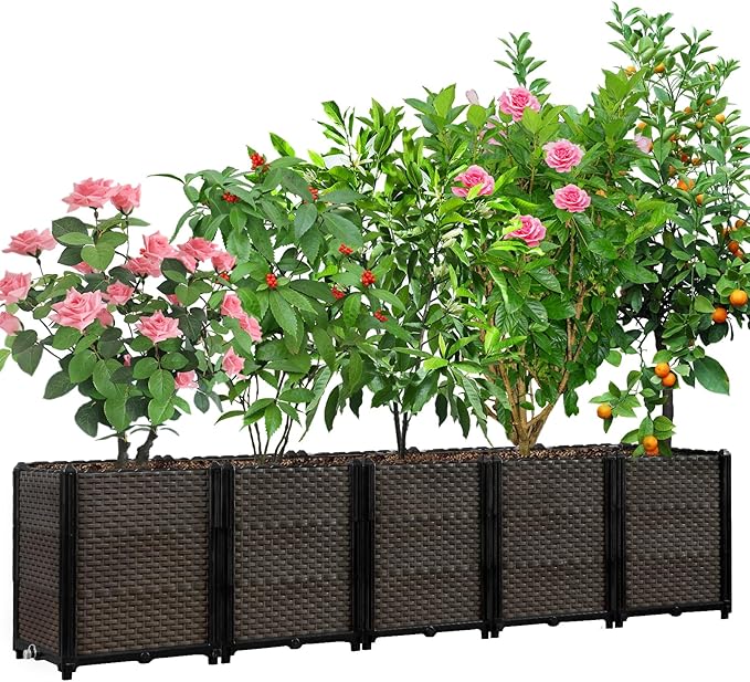 Large Raised Planter Box Outdoor Self Watering 78.7x15.7x19.7 Deep Raised Garden Bed - Elevated Garden Box with Drainage Plug Rectangular Garden Planter Perfect for Patio Balcony Deck