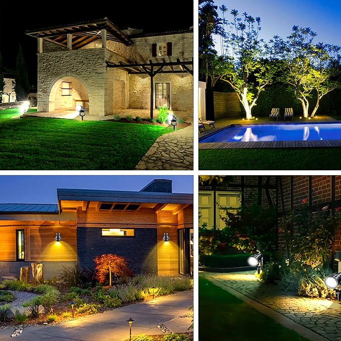 5W Low Voltage Landscape Lights with Connectors AC/DC 12V-24 Landscape Spotlights 3000K Warm White Waterproof Garden Yard Pathway Wall Tree Flag Landscaping Lights with Spike Stand (6 Pack)