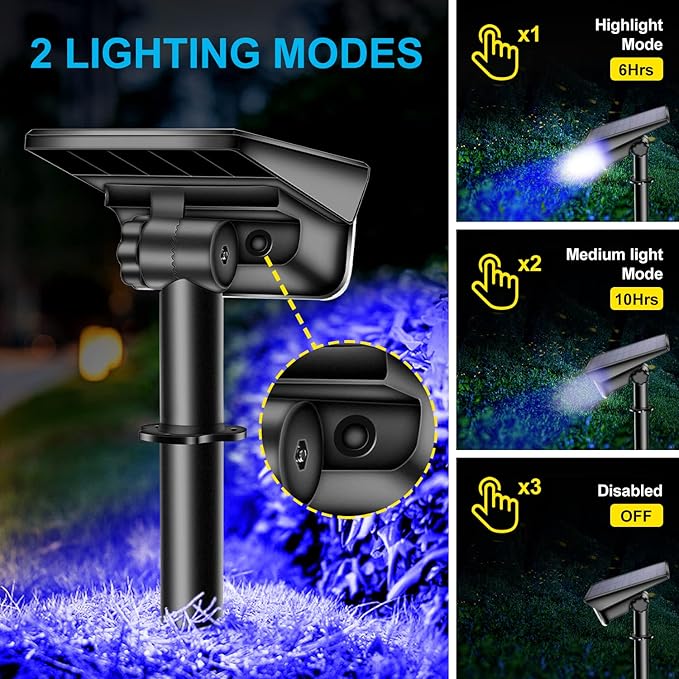 20 LEDs Solar Spotlights OutdoorIP65 Waterproof Solar Powered Landscape Spotlights 2-in-1 Wall Light Outdoor Solar Landscaping Lights Auto On/Off for Yard Garden 2Pack (Blue)