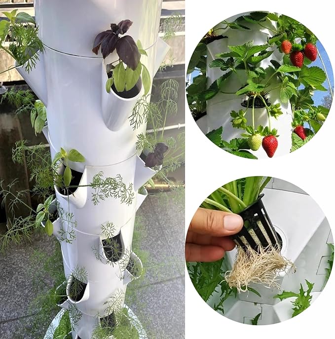 Hydroponics Growing Tower System with Plant Climbing Frame Plant Vertical Planter Germination Kit Indoor Smart Garden Vegetable Plant Kit for Gardening Lover 5Layer