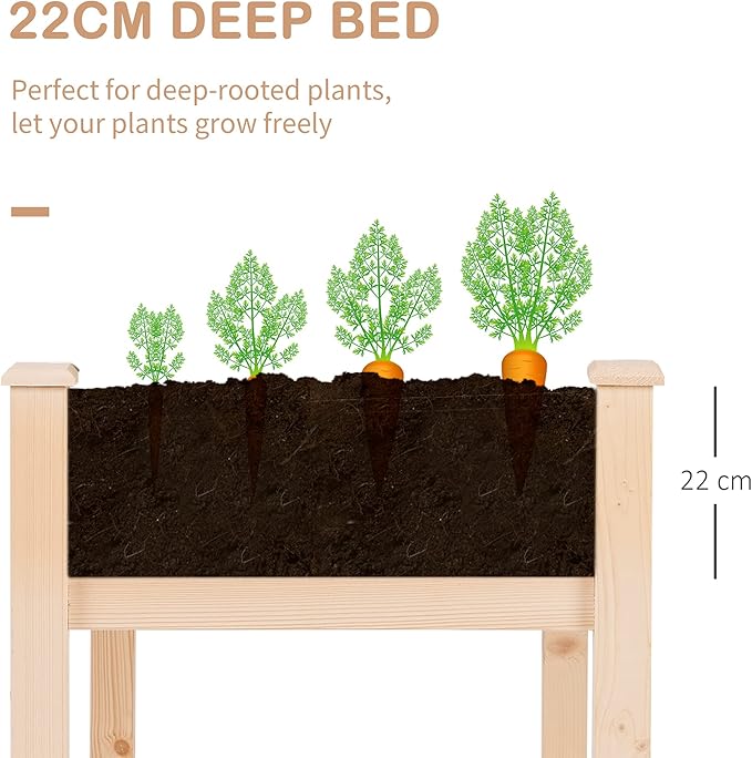 Raised Garden Bed with Legs 48 x 22 x 30 Elevated Wooden Planter Box Self-Draining with Bed Liner for Vegetables Herbs and Flowers Backyard Patio Balcony Use Natural