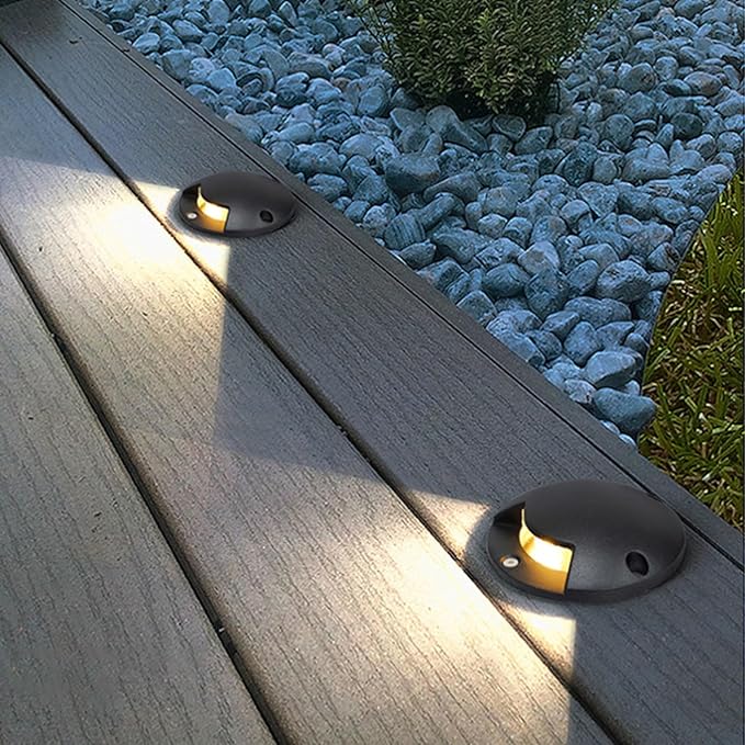 5PCS Ground LED Landscape Lights - Led Spot Lights DC12V Mini Stair  IP67 Waterproof Outdoor Recessed Lamps 1W LED Deck Light Spotlight With Narrow Beam For Garden Stairs(White) (Green 12W(