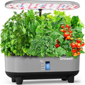 Hydroponics Growing System Kit 16 Pods Indoor Garden with 28W Full Spectrum LED Grow Light Auto Timer 3 Smart Light Modes 8L Large Herb Garden Ideal Gardening Gift for Women Men (Gray)