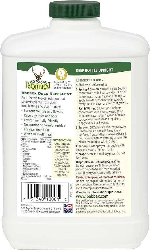 Concentrated Deer Repellent - Bobbex | Deer Elk and Moose Deterrent Concentrate (32 oz.) B550100