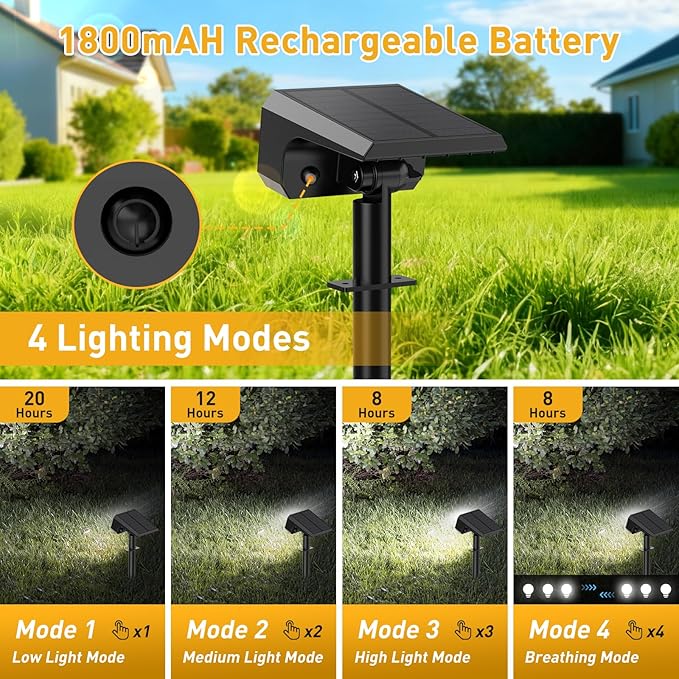 Solar Spot Lights Outdoor Waterproof IP65 [12 Pack/100 LED/4 Modes] 2-in-1 Solar Landscape Spotlights Auto On/Off High Lumens Spot Lights for Outside Yard Garden Pathway(Cool White)