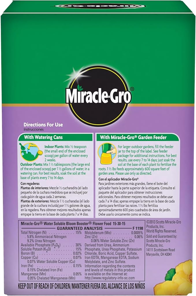 Miracle-GRO Water Soluble Bloom Booster Flower Food for Use on All Annuals and Perennials 1.5 lbs. 2-Pack
