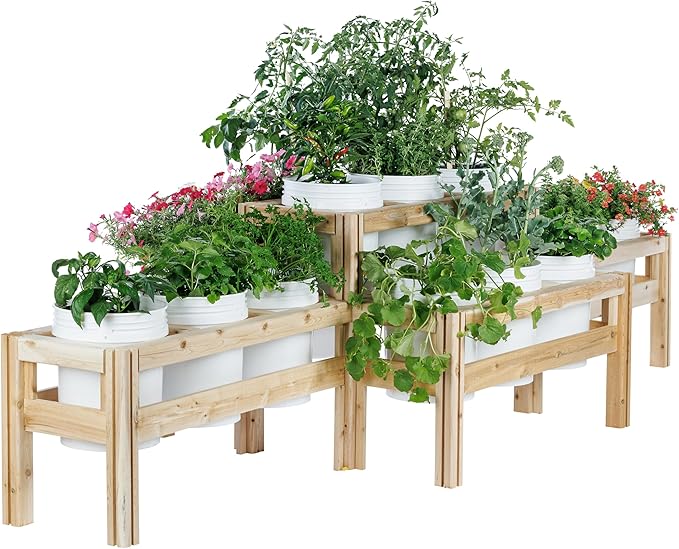 Greenes Fence Two-Tiers Fifteen Bucket Elevated Cedar Wood Garden Frame 125 in. x 43 in. x 30 in. - Made in USA with North American Cedar