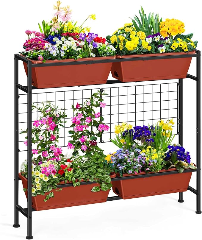 Raised Garden Beds with Legs Elevated Planter Box Outdoor for Vegetables Flowers Herbs Indoor Standing Garden Bed with Drainage Holes for Backyard Patio Gardening Red