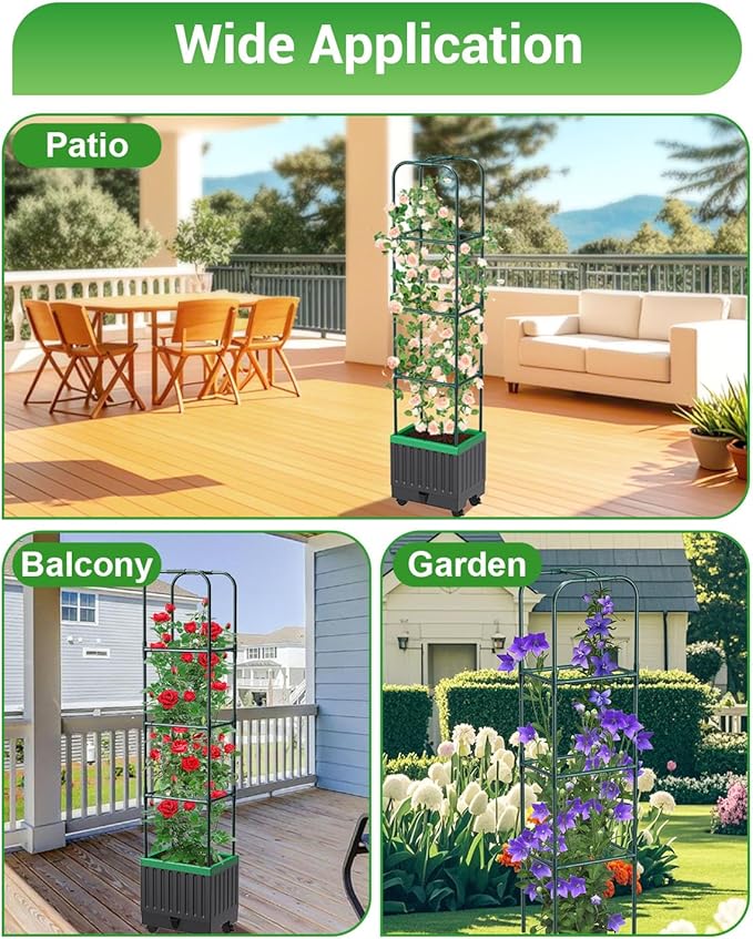 Tomato Planter Box with Trellis 68.7 Tall Self Watering Tomato Cages for Climbing Vegetables Plant Raised Garden Bed for Garden Tomato Plant Support Pots for Patio Indoor Outdoor（68.7 ）