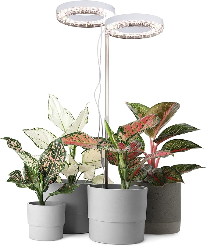 HALO Plant Light - 2 Adjustable LED Rings Warm White Spectrum - LED Grow Lights for Indoor Plants Seed Starting Seedlings Succulents Herbs &amp Vegetables - Plant Lights for Indoor Growing