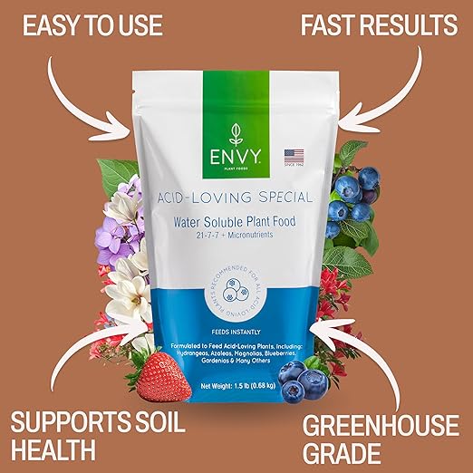 ENVY Plant Foods Acid-Loving Special | Water Soluble Fertilizer | Hydrangea Azalea &amp Blueberry Plant Food (3 Pound)