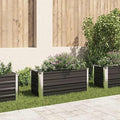 Galvanized Steel Raised Garden Bed - Deep &amp Wide Planter for Balcony Patio or Garden - Anthracite Color Weather-Resistant Open Bottom Design