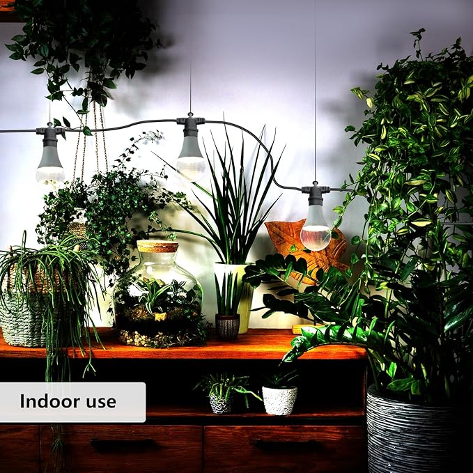 Hanging Grow Light String Bulbs LED Growth Bulb A25 Full Spectrum Plant Light E26 Base 15W houseplant Growting lamp Greenhouse Indoor or Outdoor (3 Lights and Cord)