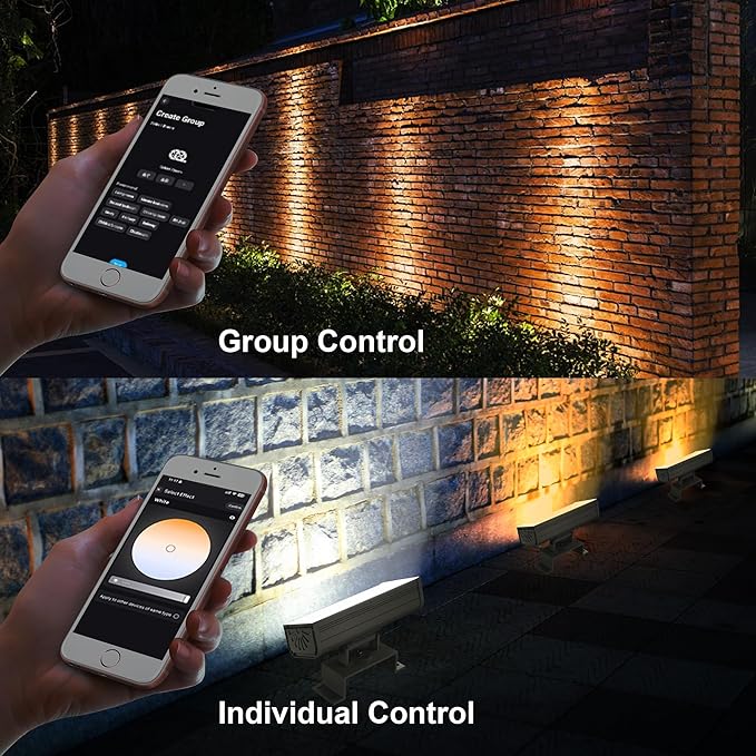 Wall Washer Light – Smart LED Landscape Spotlights with 6CCT Adjustable Color Temperature Dimmable 1%-100% Waterproof IP65 RF Remote &amp App Control Timer Function Easy Installation