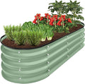 Best Choice Products 4x2x1ft Outdoor Metal Raised Garden Bed Oval Deep Root Planter Box for Vegetables Flowers Herbs and Succulents w/ 51 Gallon Capacity Rubber Edge Guard - Sage Green