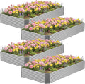 4 Pcs 8 x 4 FT Galvanized Steel Raised Garden Bed for Outdoor Gardening Durable Metal Planter Box for Vegetables Herbs and Flowers Easy Assembly &amp Rust Resistant