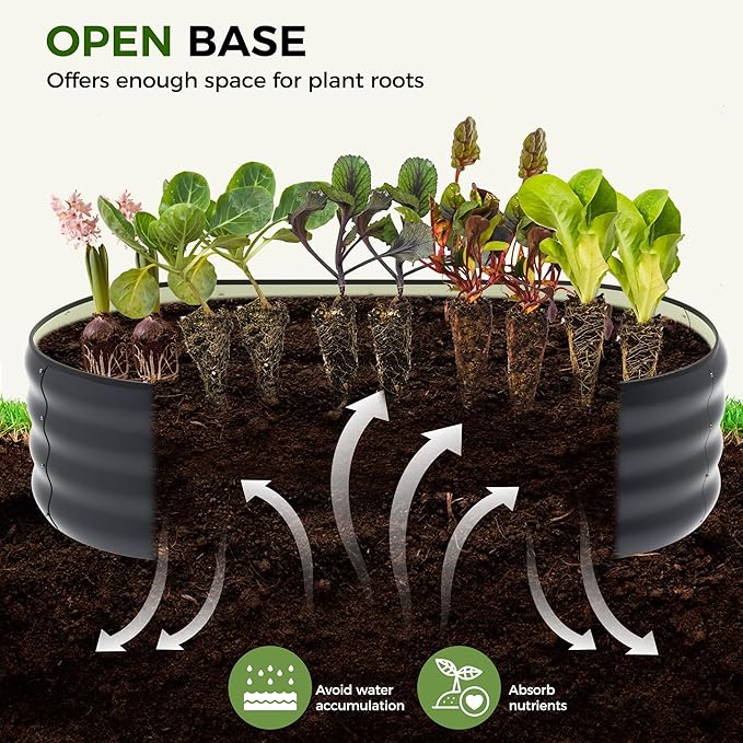 Galvanized Raised Garden Bed 2 Pcs 4x2x1ft Oval Metal Planter Box Outdoor for Planting Vegetables Fruits Flowers Grey