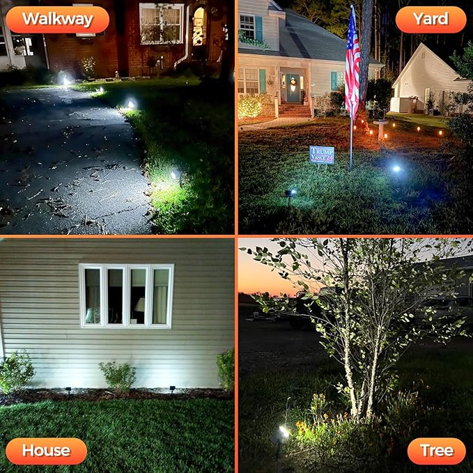 Large Solar Spot Lights Outdoor Waterproof IP67 1000 Lumens High Brightness 92 LEDs Solar Spotlight with 3 Lighting Modes Dusk to Dawn Solar Landscape Lights for Yard Garden (Cool White)- 2 Pack