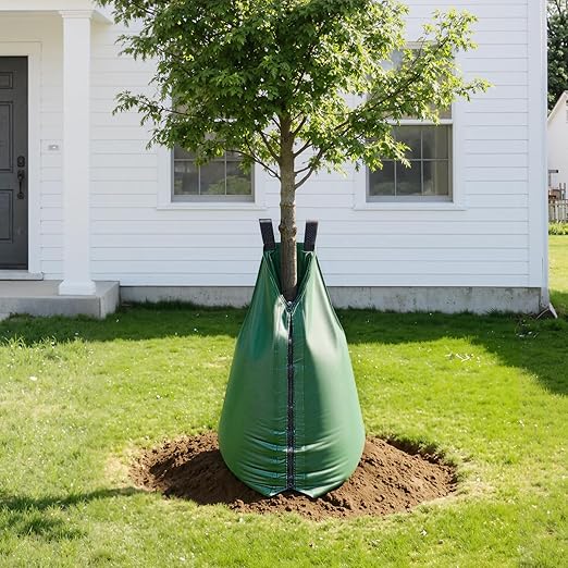 HIRALIY 20 Gallon Tree Watering Bag 3 Pack Slow Release 1-5 Days Deep Root &amp Automatic Drip Irrigation System for Multi-Trunk Newly Planted Small Trees and Shrubs