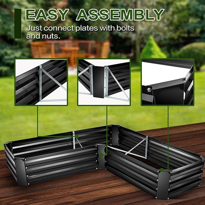 EDOSTORY Raised Bed Garden Bed Kit 5x5x1ft Galvanized Planter Tall Raised Garden Boxes Outdoor Large Metal Raised Garden Beds for Vegetables Flowers Herbs