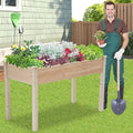 Fir Wooden Raised Garden Bed with Legs Elevated Planter Box Outdoor Growing Bed with Liner &amp Drain Holes for Vegetable Flower Herb 49Lx24Wx30H