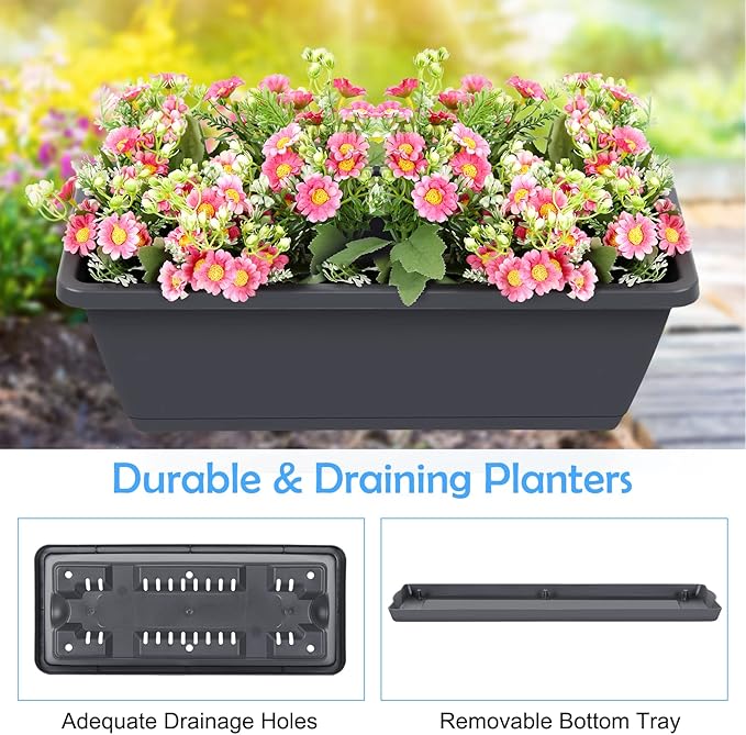 OYEAL Railing Planter Box Raised Garden Bed