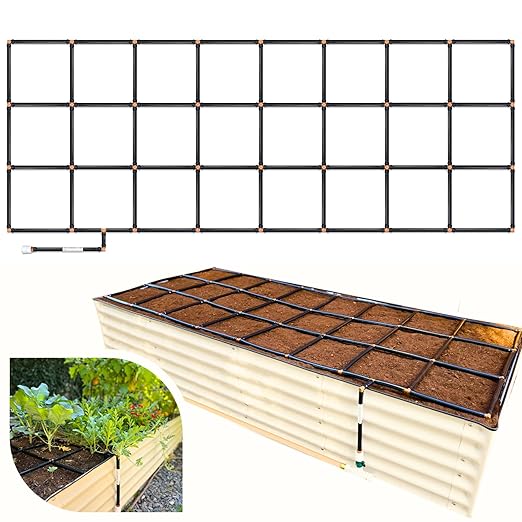 The Garden Grid | Pre-Assembled Garden Bed Watering System – Waters Every Plant Evenly 2-Minute Setup Hassle-Free Design Lasts 5–10x Longer Than Drip Kits | USA-Made | 3x8 (33.5x88)